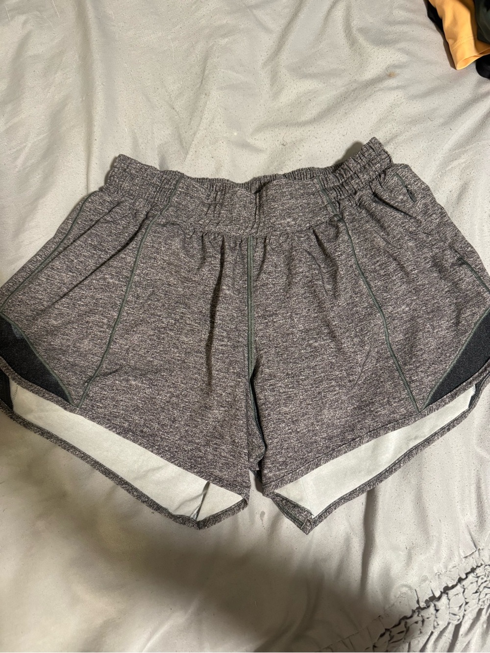 lululemon athletica Women's Heather Gray Athletic Shorts with White Trim